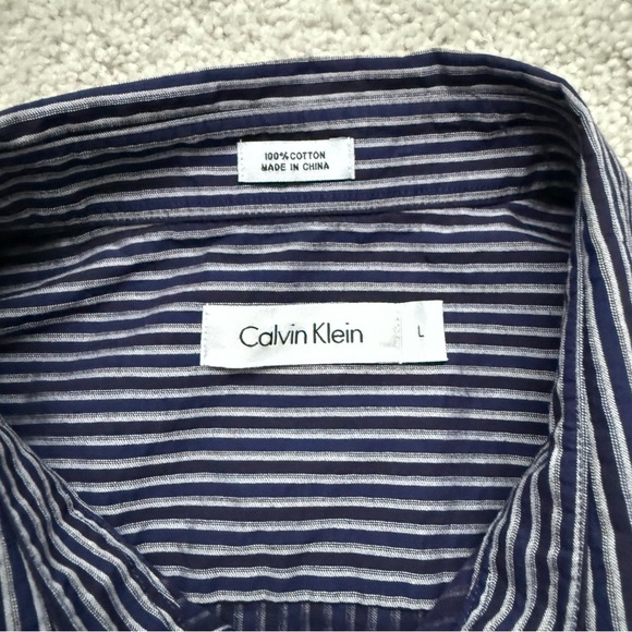 Calvin Klein Men's Purple Striped Button Down Shirt Sz L - Picture 3 of 8